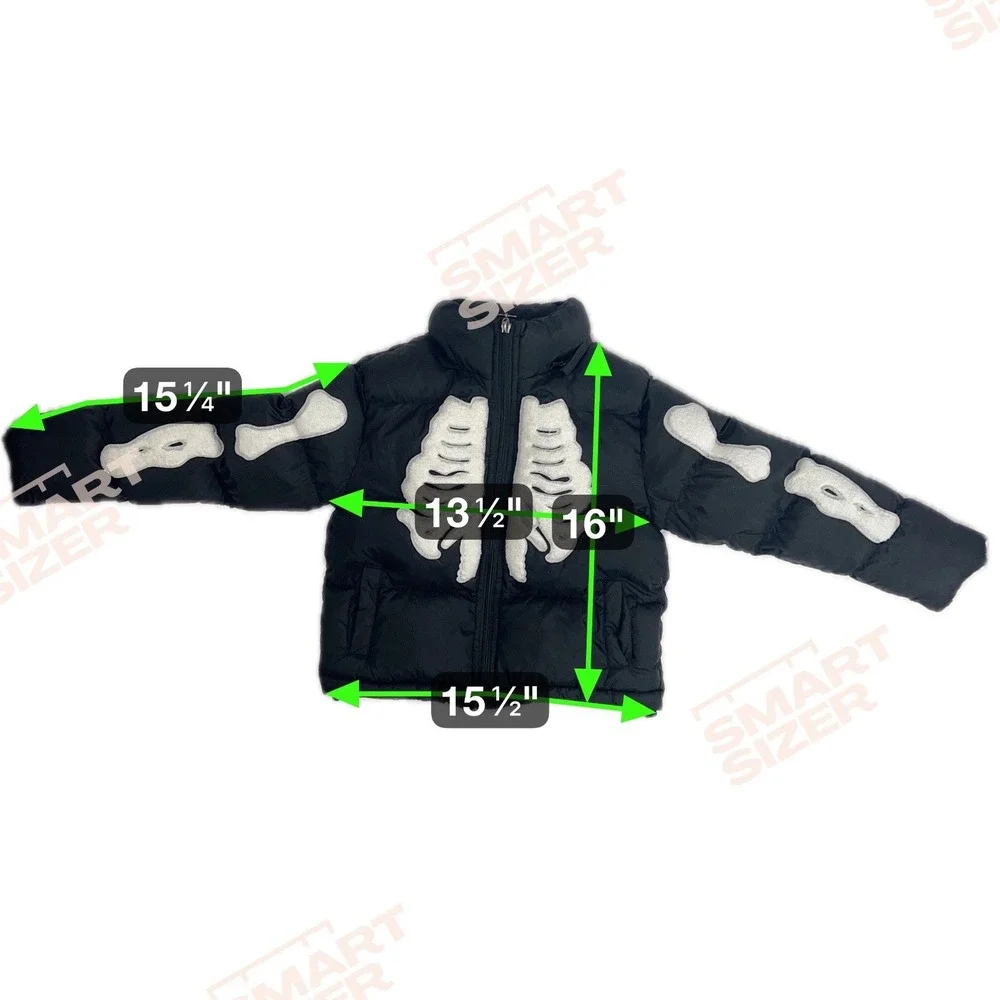 ONCOFONE Kids Black Skeleton Puffer Jacket Size Large Bones Halloween Winter‎